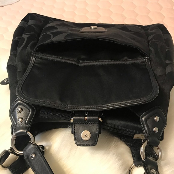 Coach ⚜️ Leather Trim Monogrammed Handbag - Picture 8 of 8
